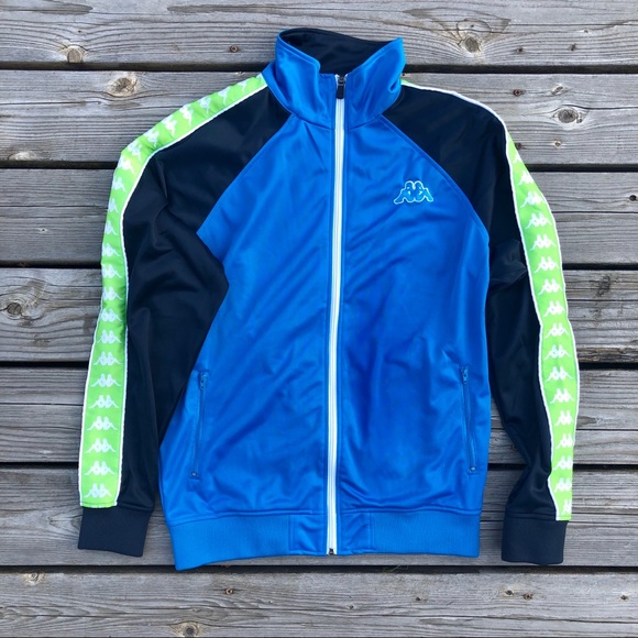 blue and black kappa tracksuit